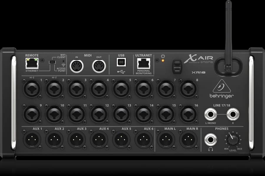 Front view of the Behringer X AIR XR18 digital mixer